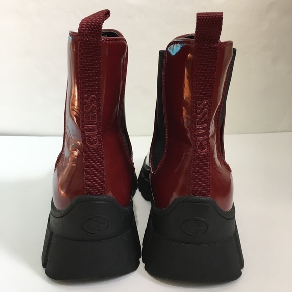 Guess Hestia Chelsea Medium Red Chink Sole Platform Pull on Ankle boots - Picture 4 of 16